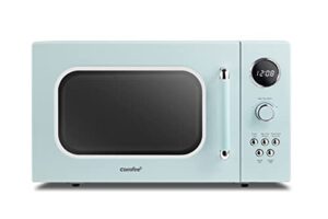 comfee' cm-m091agn retro microwave with multi-stage cooking, 9 preset menus and kitchen timer, mute function, eco mode, led digital display, 0.9 cu.ft, 900w, green