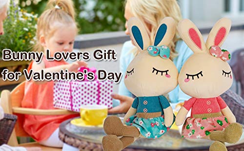 Cllayees Set of 2 Plush Bunny Rabbit, 18.3 in Doll Rabbit Stuffed Animal Huggable Rabbit Easter Girls' Gift Room Decorations, Pink & Blue