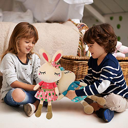 Cllayees Set of 2 Plush Bunny Rabbit, 18.3 in Doll Rabbit Stuffed Animal Huggable Rabbit Easter Girls' Gift Room Decorations, Pink & Blue