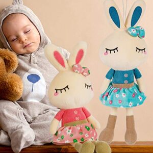 Cllayees Set of 2 Plush Bunny Rabbit, 18.3 in Doll Rabbit Stuffed Animal Huggable Rabbit Easter Girls' Gift Room Decorations, Pink & Blue