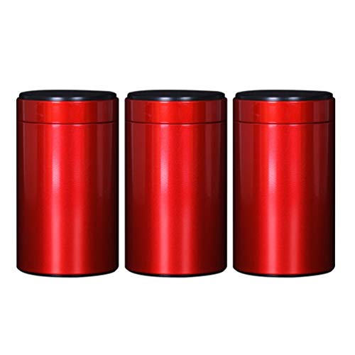 Healifty Metal Sugar Canisters 3pcs Round Metal Tins with lids Empty Tin Box Containers Decorative Candle Tins Gift Candy Loose Tea Storage Organizer Wedding Favor Boxes(Red Size 160) Tin Gift Box