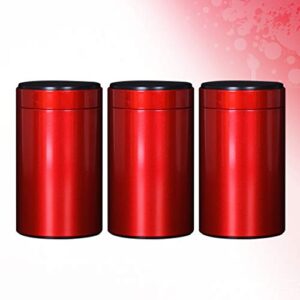 Healifty Metal Sugar Canisters 3pcs Round Metal Tins with lids Empty Tin Box Containers Decorative Candle Tins Gift Candy Loose Tea Storage Organizer Wedding Favor Boxes(Red Size 160) Tin Gift Box