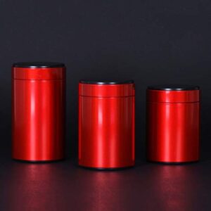 Healifty Metal Sugar Canisters 3pcs Round Metal Tins with lids Empty Tin Box Containers Decorative Candle Tins Gift Candy Loose Tea Storage Organizer Wedding Favor Boxes(Red Size 160) Tin Gift Box