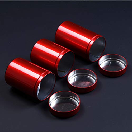 Healifty Metal Sugar Canisters 3pcs Round Metal Tins with lids Empty Tin Box Containers Decorative Candle Tins Gift Candy Loose Tea Storage Organizer Wedding Favor Boxes(Red Size 160) Tin Gift Box