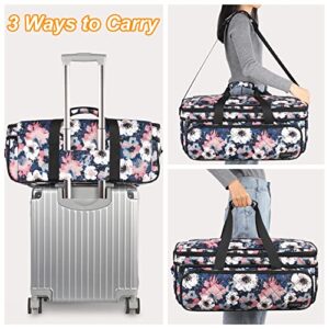 Double-Layer Carrying Case for Cricut Maker 3, Maker, Explore Air 2, Explore 3, Die Cut Machine, Water Resistant Carrying Bag with Cutting Mat Pocket, Storage Tote Bag for Tools Accessories, Floral