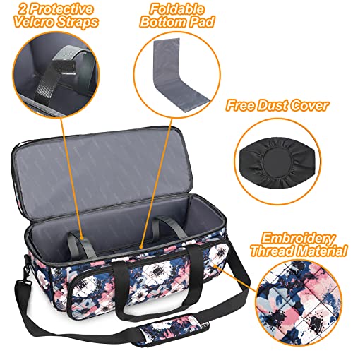 Double-Layer Carrying Case for Cricut Maker 3, Maker, Explore Air 2, Explore 3, Die Cut Machine, Water Resistant Carrying Bag with Cutting Mat Pocket, Storage Tote Bag for Tools Accessories, Floral