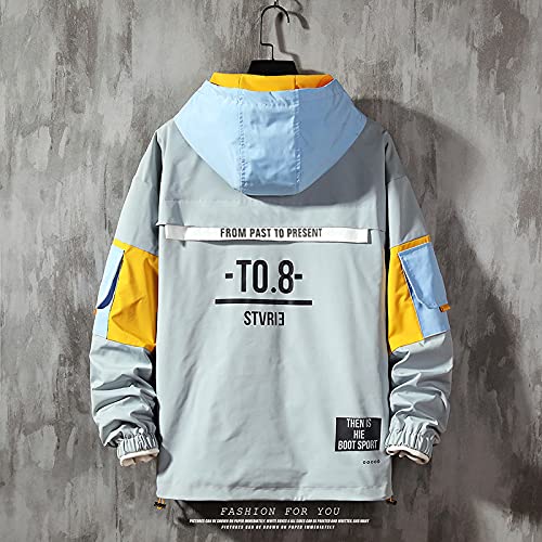 GURUNVANI Casual Hoodie Long Sleeve Hooded Jacket Color Block Pullover (White, Small)