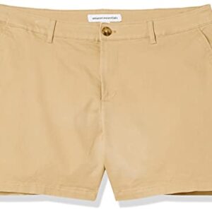 Amazon Essentials Women's 5 Inch Inseam Chino Short (Available in Plus Size), Khaki Brown, 24