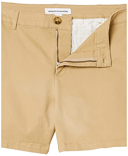 Amazon Essentials Women's 5 Inch Inseam Chino Short (Available in Plus Size), Khaki Brown, 24