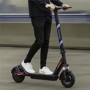 brookstone blueglide elite 10 electric scooter 500 watt motor, max speed 21 mph, up to 18 miles range, ipx4 water resistance, 10 inch honeycomb tires, cruise control, dual suspension, foldable frame