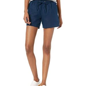 Amazon Essentials Women's 5" Inseam Drawstring Linen Blend Short (Available in Plus Size), Dark Blue, Medium