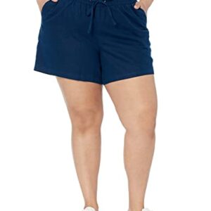 Amazon Essentials Women's 5" Inseam Drawstring Linen Blend Short (Available in Plus Size), Dark Blue, Medium