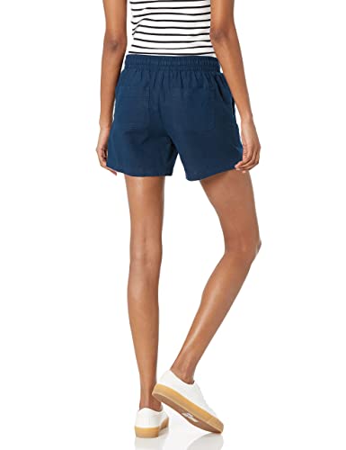 Amazon Essentials Women's 5" Inseam Drawstring Linen Blend Short (Available in Plus Size), Dark Blue, Medium