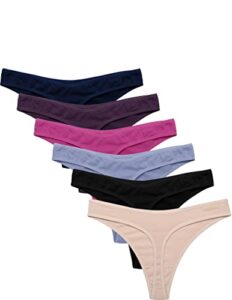 ekouaer womens thongs seamless cotton underwear g-string 6 pack invisible panties breathable underpants large panties
