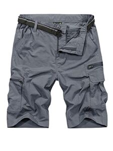 jessie kidden mens outdoor casual elastic waist lightweight water resistant quick dry fishing hiking shorts (6222 grey 36)