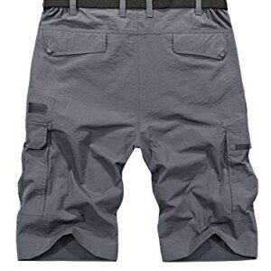 Jessie Kidden Mens Outdoor Casual Elastic Waist Lightweight Water Resistant Quick Dry Fishing Hiking Shorts (6222 Grey 36)