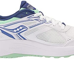 Saucony Women's Cohesion 14 Road Running Shoe, White/Navy/Mint, 8.5