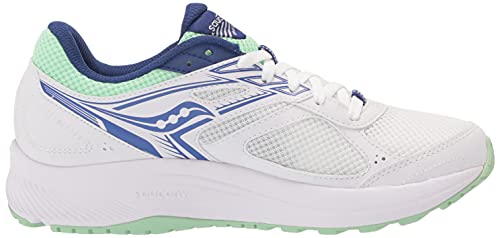 Saucony Women's Cohesion 14 Road Running Shoe, White/Navy/Mint, 8.5