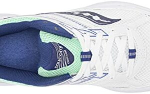 Saucony Women's Cohesion 14 Road Running Shoe, White/Navy/Mint, 8.5