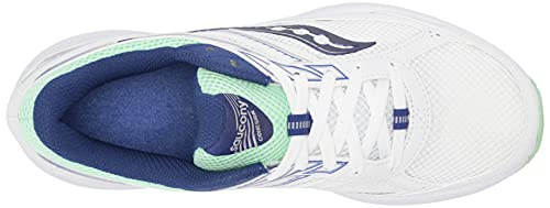 Saucony Women's Cohesion 14 Road Running Shoe, White/Navy/Mint, 8.5