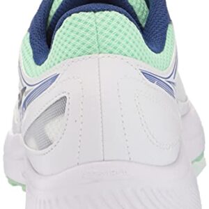 Saucony Women's Cohesion 14 Road Running Shoe, White/Navy/Mint, 8.5