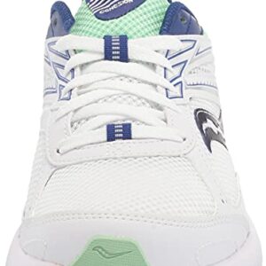 Saucony Women's Cohesion 14 Road Running Shoe, White/Navy/Mint, 8.5