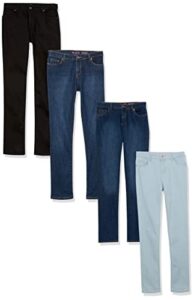 the children's place girls super skinny jeans,black wash/dk twlight/victory blue wash/sky wash 4 pack,8