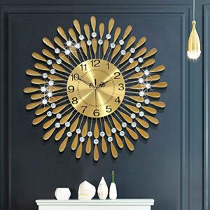 jugv large wall clock metal decorative wall clocks 3d non-ticking silent quartz clocks with arabic numerals for living room home kitchen decor