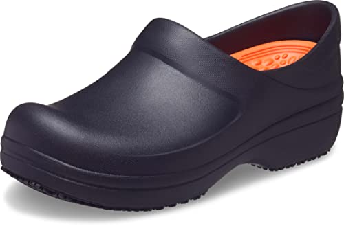 Crocs Women's Neria Pro II LiteRide Clog | Slip Resistant Work Shoes, Black, 8