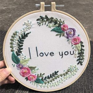 abillyn embroidery starter kit garland i love you stamped with printed pattern cross stitch embroidery kits (garland 4)