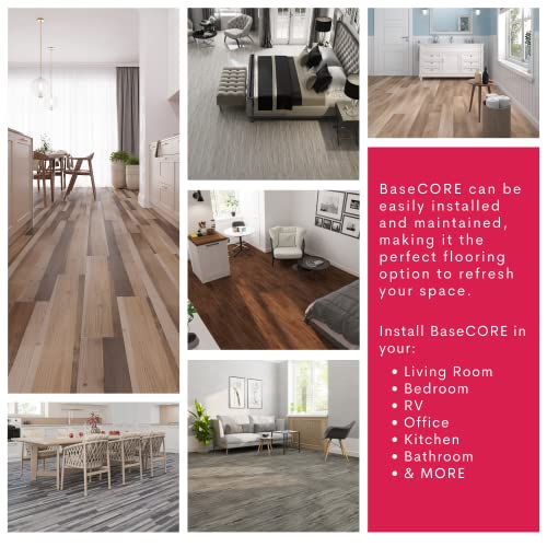 LUCiDA SURFACES Luxury Vinyl Flooring Tiles-Peel and Stick Floor Tile for DIY Installation-36 Wood-Look Planks-Winter-BaseCore-54 Sq. Feet