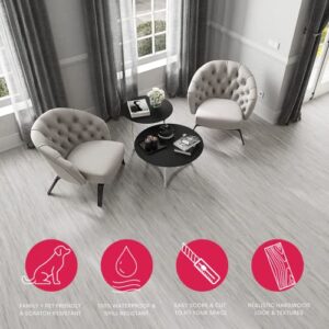 LUCiDA SURFACES Luxury Vinyl Flooring Tiles-Peel and Stick Floor Tile for DIY Installation-36 Wood-Look Planks-Winter-BaseCore-54 Sq. Feet