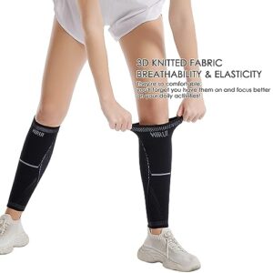 HiRui Calf Compression Sleeves for Men Women Leg Compression Socks 20-30mmHg for Shin Splint Varicose Vein Calf Pain Relief, Great for Runner MTB Travel Nurse Waiter, Medical/Athletic Fit (Black, XL)