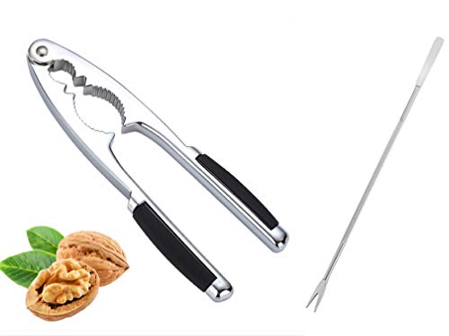 Nutcrackers Walnut Pecan Nut Cracker Heavy Duty Shell Cracker Seafood Walnut Opener Tool with Non-Slip Handle and 1 Pick