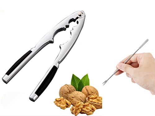 Nutcrackers Walnut Pecan Nut Cracker Heavy Duty Shell Cracker Seafood Walnut Opener Tool with Non-Slip Handle and 1 Pick