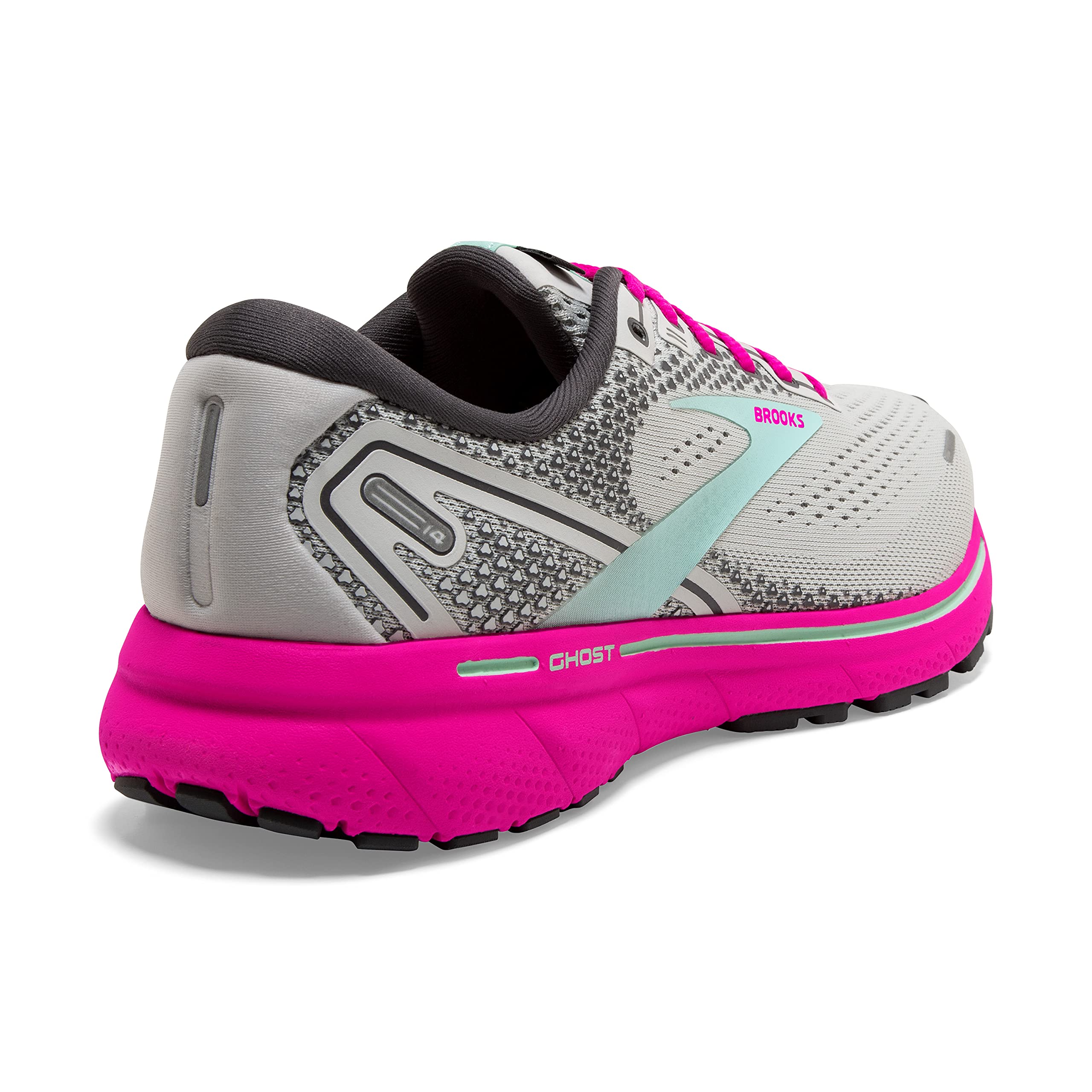 Brooks Women's Ghost 14 Neutral Running Shoe - Oyster/Yucca/Pink - 7.5 Medium