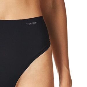 Calvin Klein Women's Invisibles High-Waist Thong Panty, Black, L