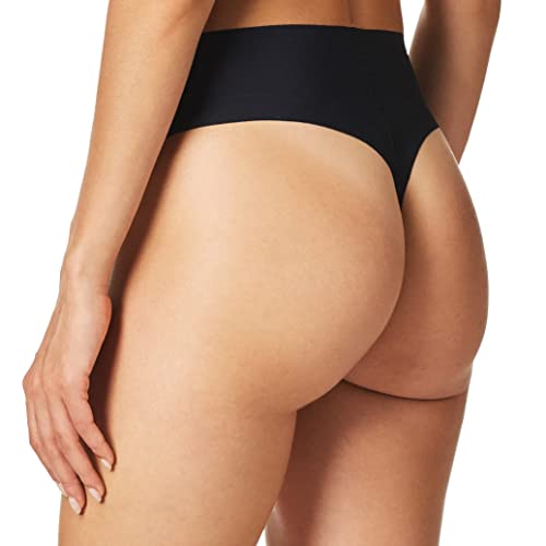 Calvin Klein Women's Invisibles High-Waist Thong Panty, Black, L