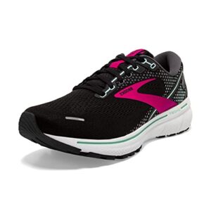 brooks women's ghost 14 neutral running shoe - black/pink/yucca - 8.5 medium