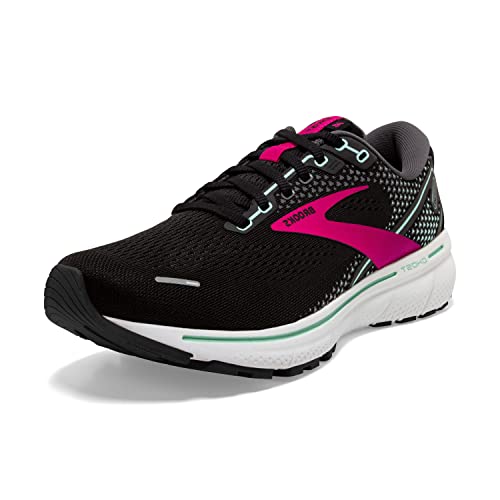 Brooks Women's Ghost 14 Neutral Running Shoe - Black/Pink/Yucca - 8.5 Medium