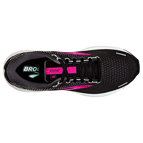 Brooks Women's Ghost 14 Neutral Running Shoe - Black/Pink/Yucca - 8.5 Medium