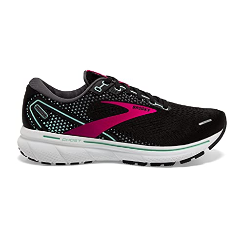 Brooks Women's Ghost 14 Neutral Running Shoe - Black/Pink/Yucca - 8.5 Medium