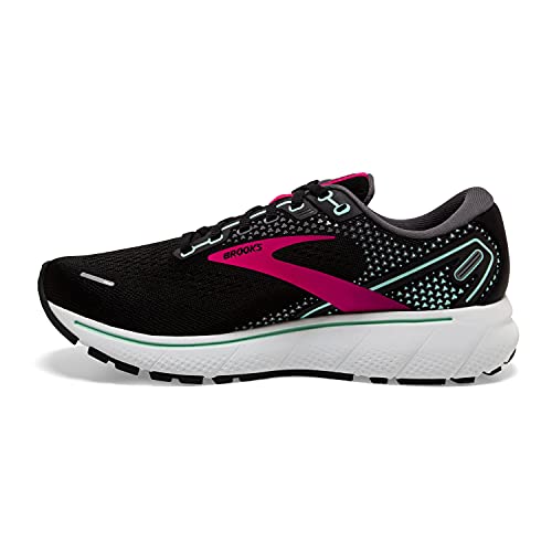 Brooks Women's Ghost 14 Neutral Running Shoe - Black/Pink/Yucca - 8.5 Medium