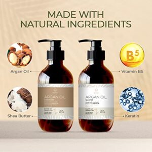 Q’lisse Moroccan Argan Oil Shampoo and Conditioner Set with Shea Butter and Keratin – Paraben, Silicone and Sulfate free - Natural Formula Hair Products - Hydrating and Moisturizing - Best for Dry, Damaged, Curly, Color Treated and Frizzy Hair - All Hair