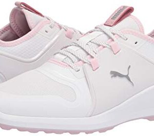 PUMA Women's Ignite Fasten8 Golf Shoe, White Silver-Pink Lady, 10