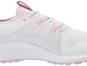 PUMA Women's Ignite Fasten8 Golf Shoe, White Silver-Pink Lady, 10