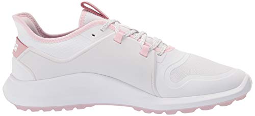 PUMA Women's Ignite Fasten8 Golf Shoe, White Silver-Pink Lady, 10