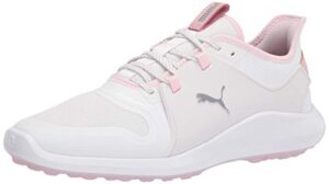 puma women's ignite fasten8 golf shoe, white silver-pink lady, 10