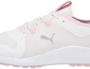 PUMA Women's Ignite Fasten8 Golf Shoe, White Silver-Pink Lady, 10