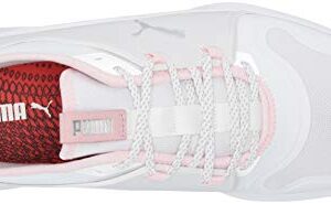 PUMA Women's Ignite Fasten8 Golf Shoe, White Silver-Pink Lady, 10